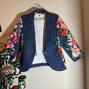 Floral blue dress with stretch denim - jacket included